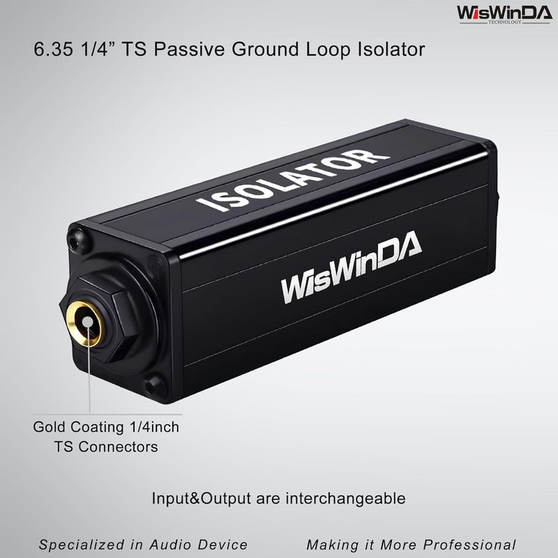 WisWinDa Store Pro TS-1 Audio and Microphone Hum Eliminator TS 1/4inch 6.35 Ground Loop Isolator for Home/Office Audio Systems Noise Filter(PRO TS/TRS-1) - Image 3